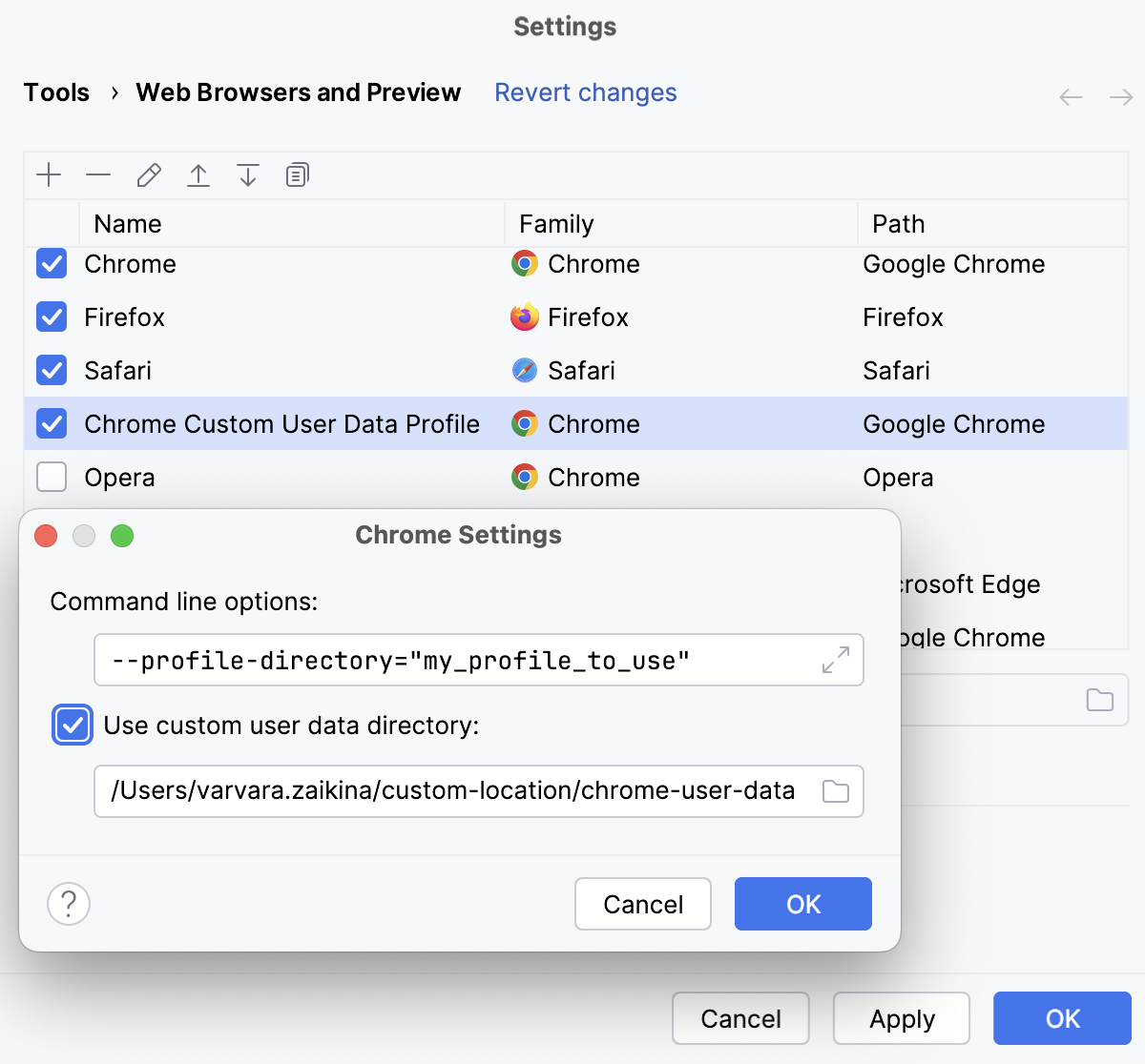 Specify a custom profile subdirectory Specify a custom profile subdirectory