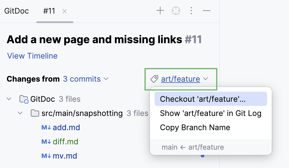 Checkout branch with incoming changes Checkout branch with incoming changes