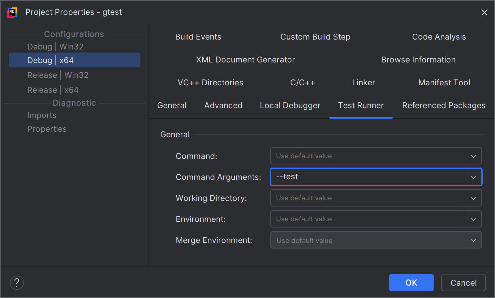 Properties | [Build Configuration] | Test Runner