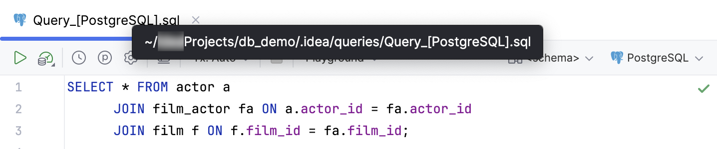 View the file path of a query console