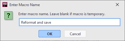 Enter Macro Name dialog Enter Macro Name dialog