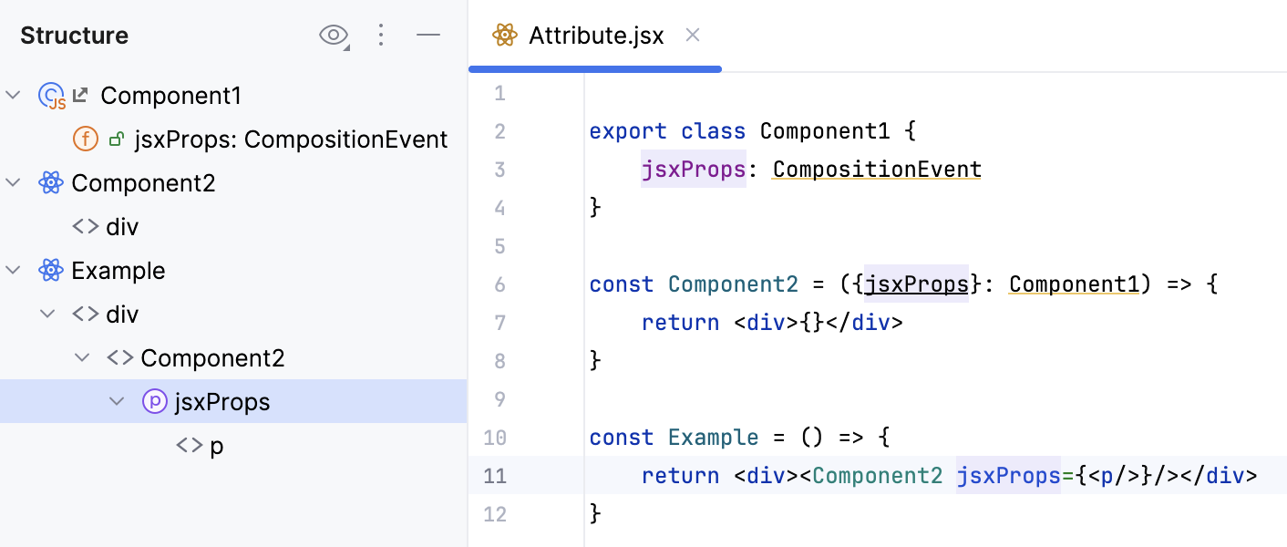 Structure view - attribute nodes