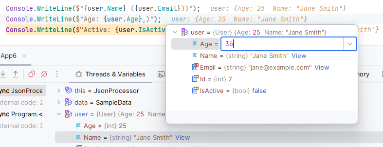 JetBrains Rider: Setting variable value via inline hint JetBrains Rider: Setting variable value via inline hint
