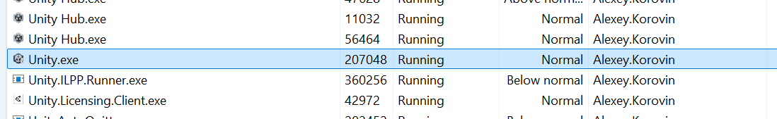 Unity Editor process in Task Manager Unity Editor process in Task Manager