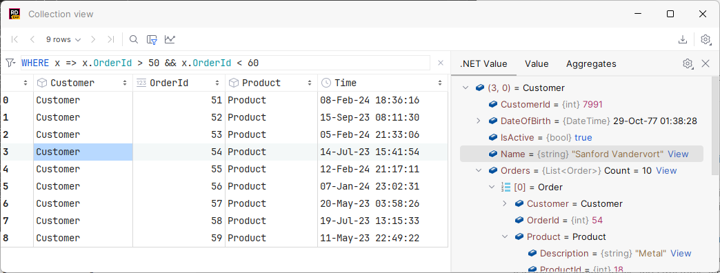 JetBrains Rider: Tabular visualization for a complex variable JetBrains Rider: Tabular visualization for a complex variable