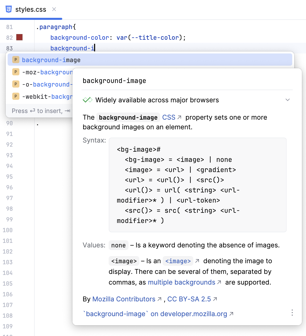Style sheets quick documentation: Baseline, widely available