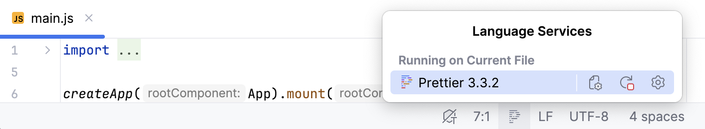 Prettier Language Status Widget - actions Prettier Language Status Widget - actions