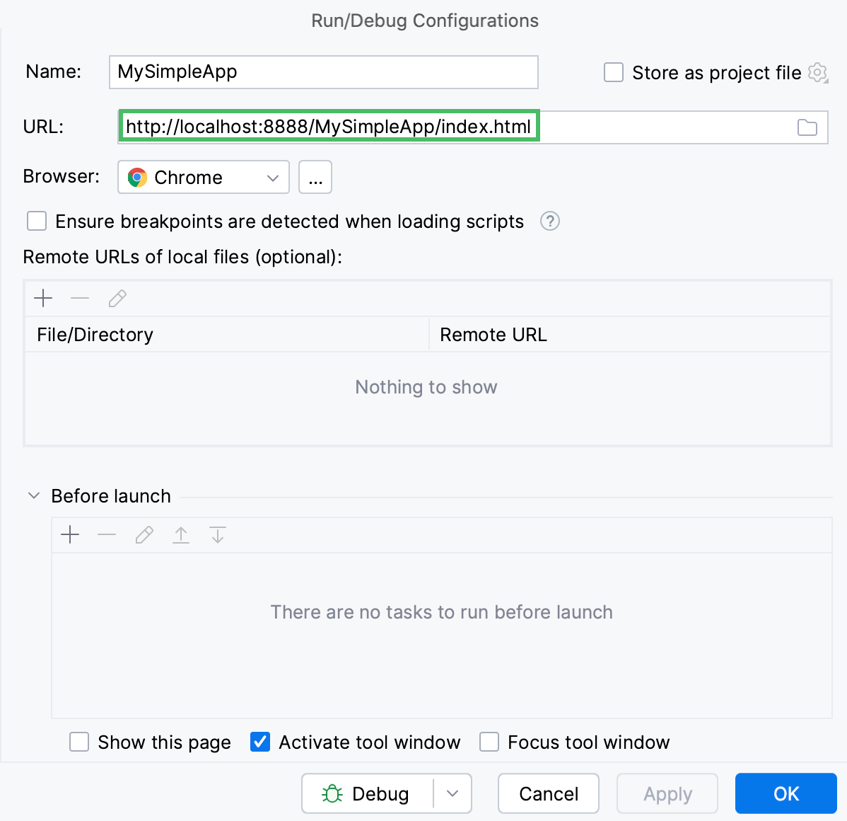 URL to run your application