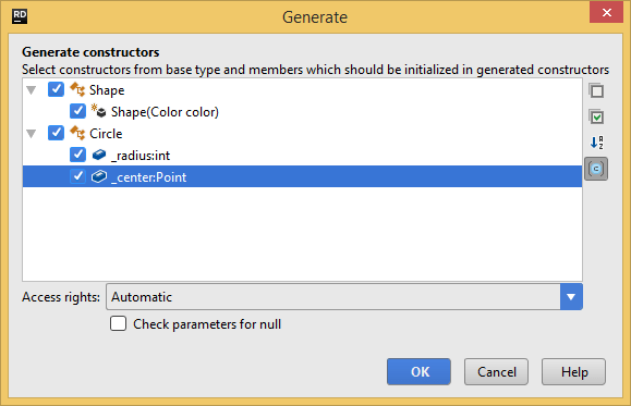 Generating type constructors with JetBrains Rider Generating type constructors with JetBrains Rider