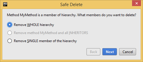 JetBrains&nbsp;Rider。 安全删除重构