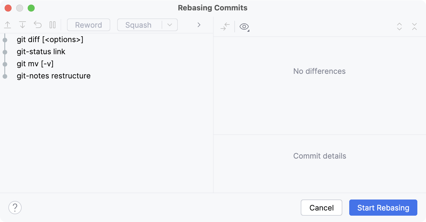 交互式Rebase对话框