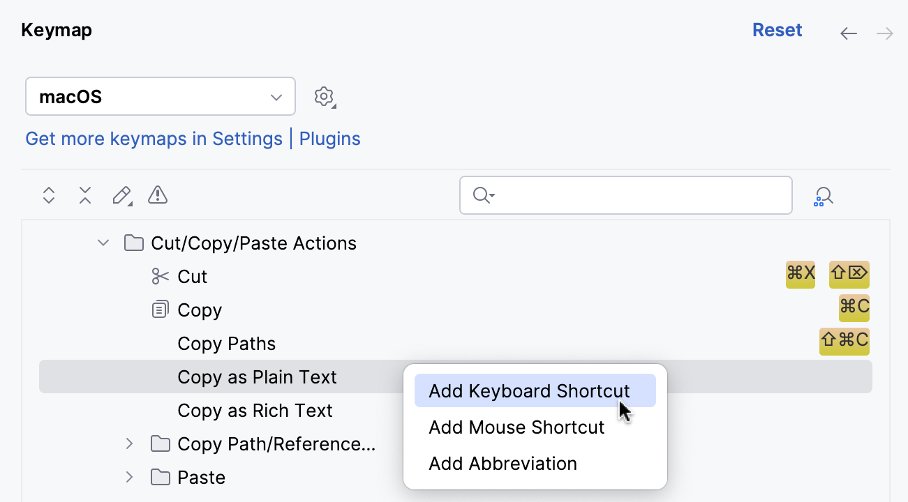 Adding a keybord shortcut for an action Adding a keybord shortcut for an action