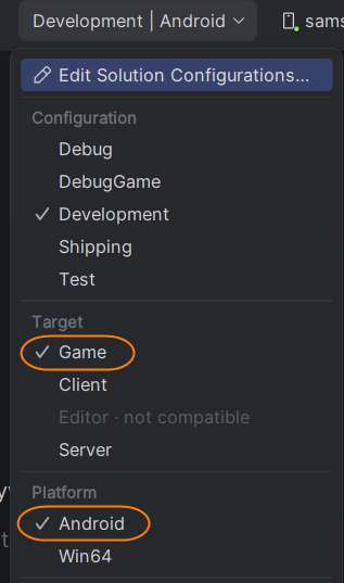 JetBrains Rider: Solution configuration with the 'Game' target JetBrains Rider: Solution configuration with the 'Game' target