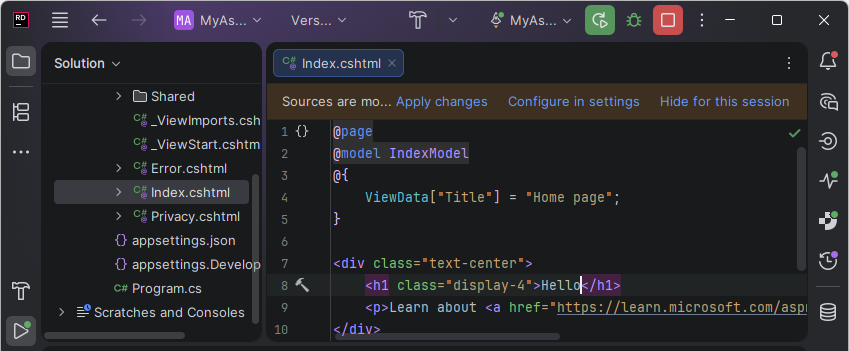 JetBrains&nbsp;Rider：热重载
