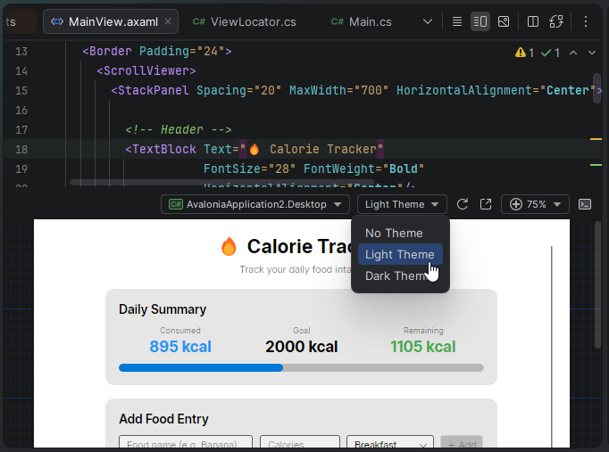 JetBrains&nbsp;Rider: AXAML previewer for Avalonia