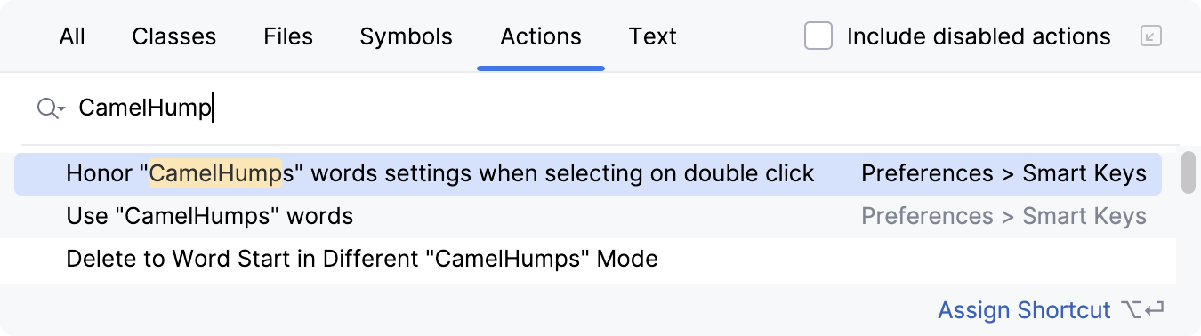CamelHump 导航的替代操作