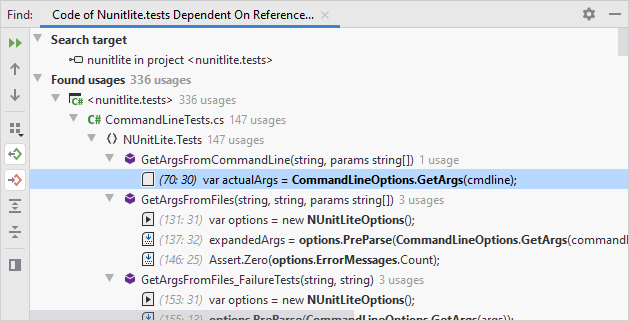JetBrains&nbsp;Rider：查找依赖于项目或程序集的代码