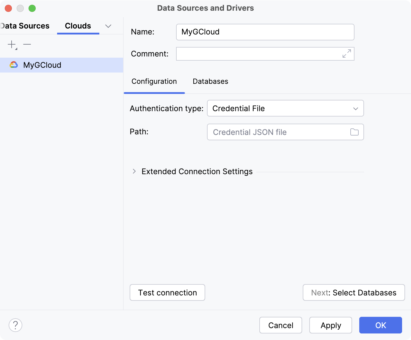云提供商对话框