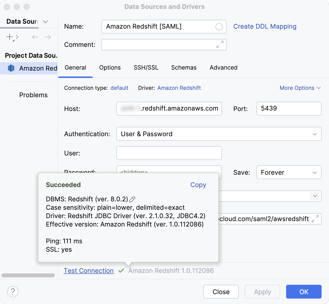 数据库连接详细信息