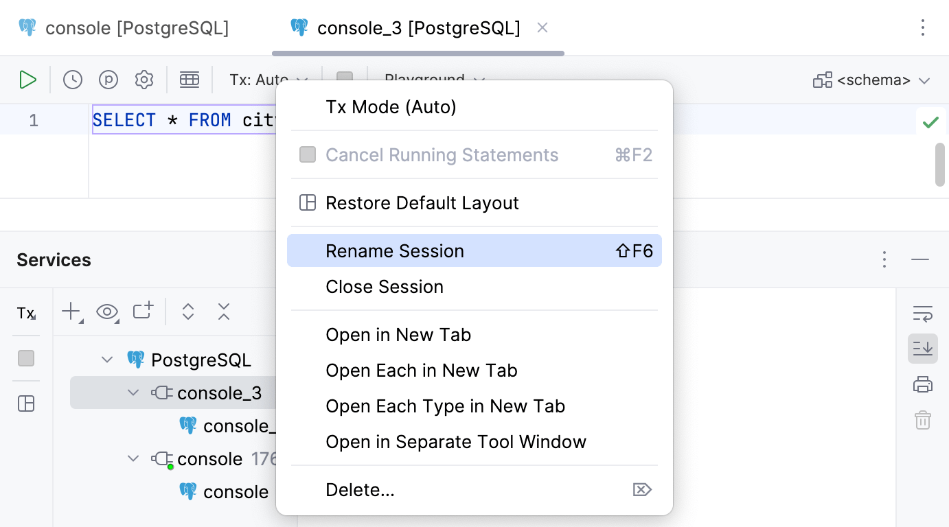 重命名连接会话