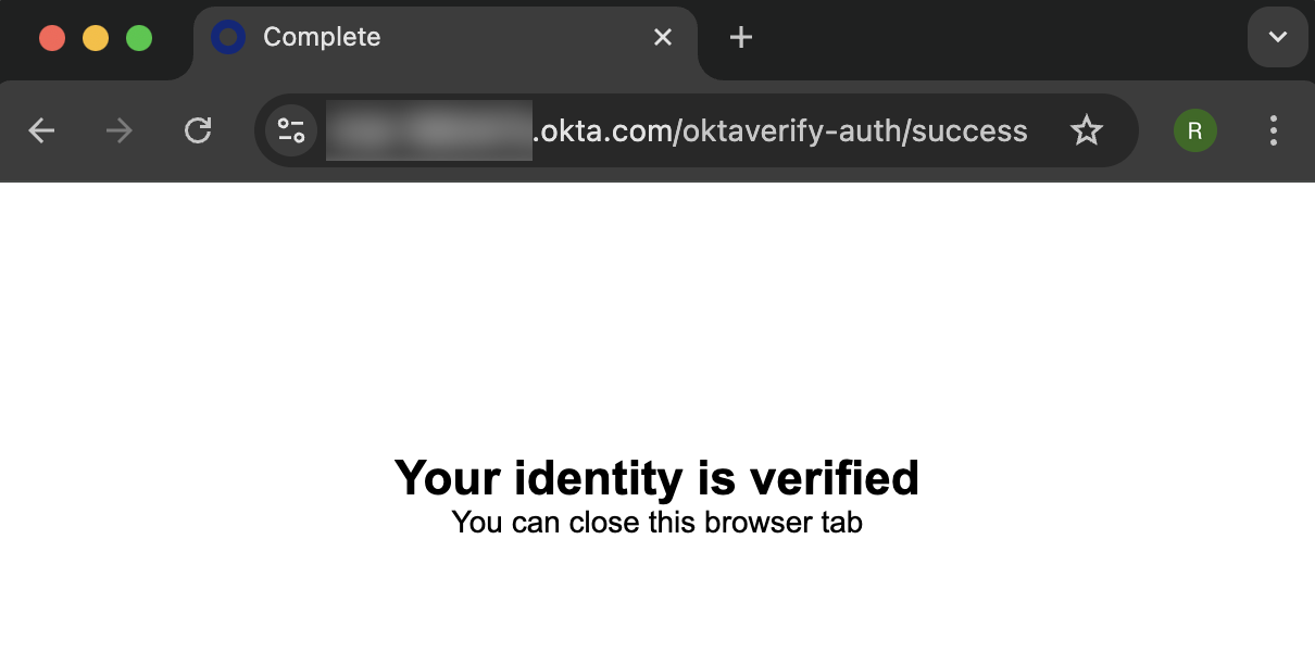 来自 Okta 的身份确认消息 来自 Okta 的身份确认消息