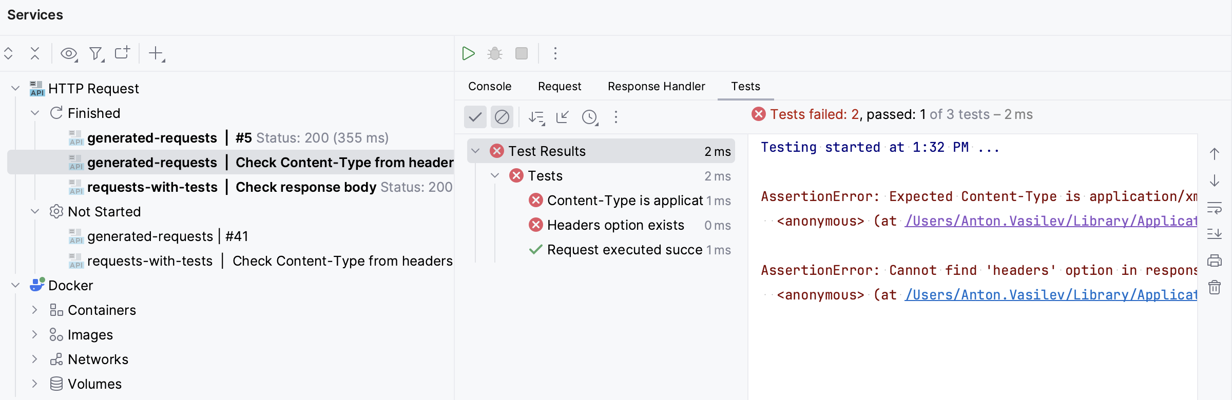 服务工具窗口的 Tests 选项卡 服务工具窗口的 Tests 选项卡