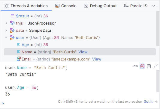 JetBrains Rider:通过立即窗口更改变量值 JetBrains Rider:通过立即窗口更改变量值