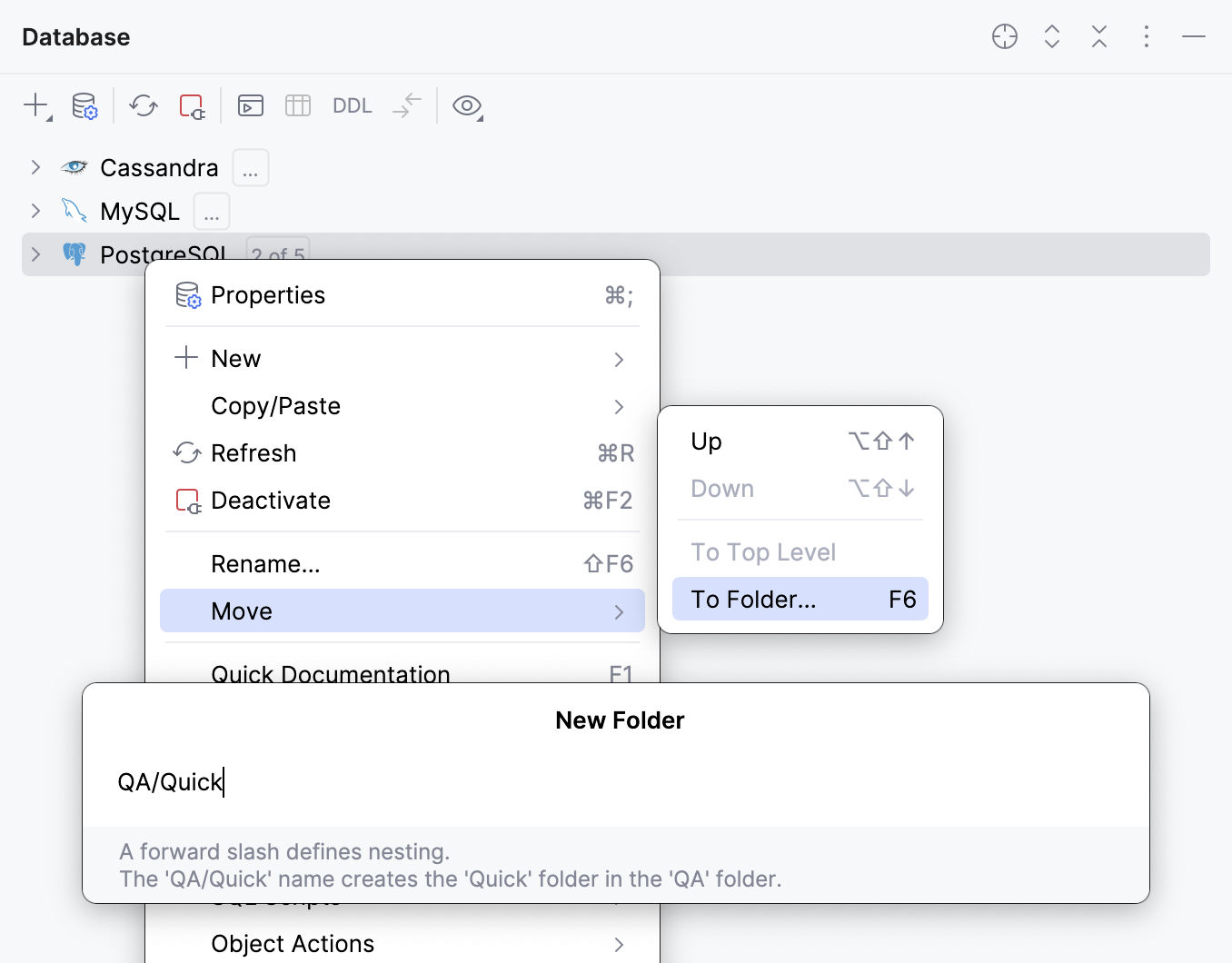 创建一个新文件夹以分组数据源 创建一个新文件夹以分组数据源
