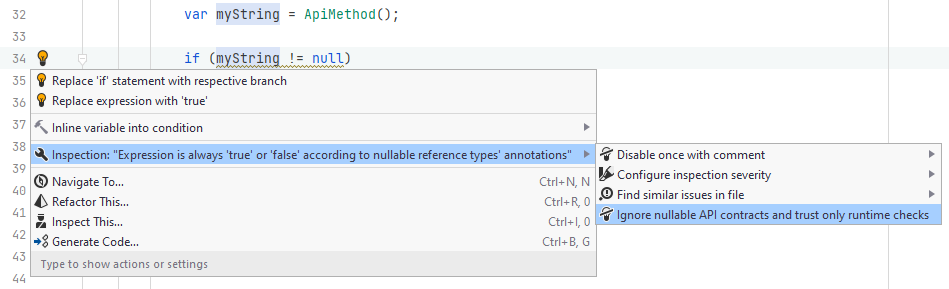JetBrains&nbsp;Rider: Nullable reference types