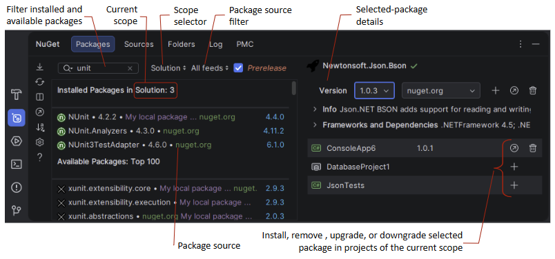 Rider：管理 NuGet 包