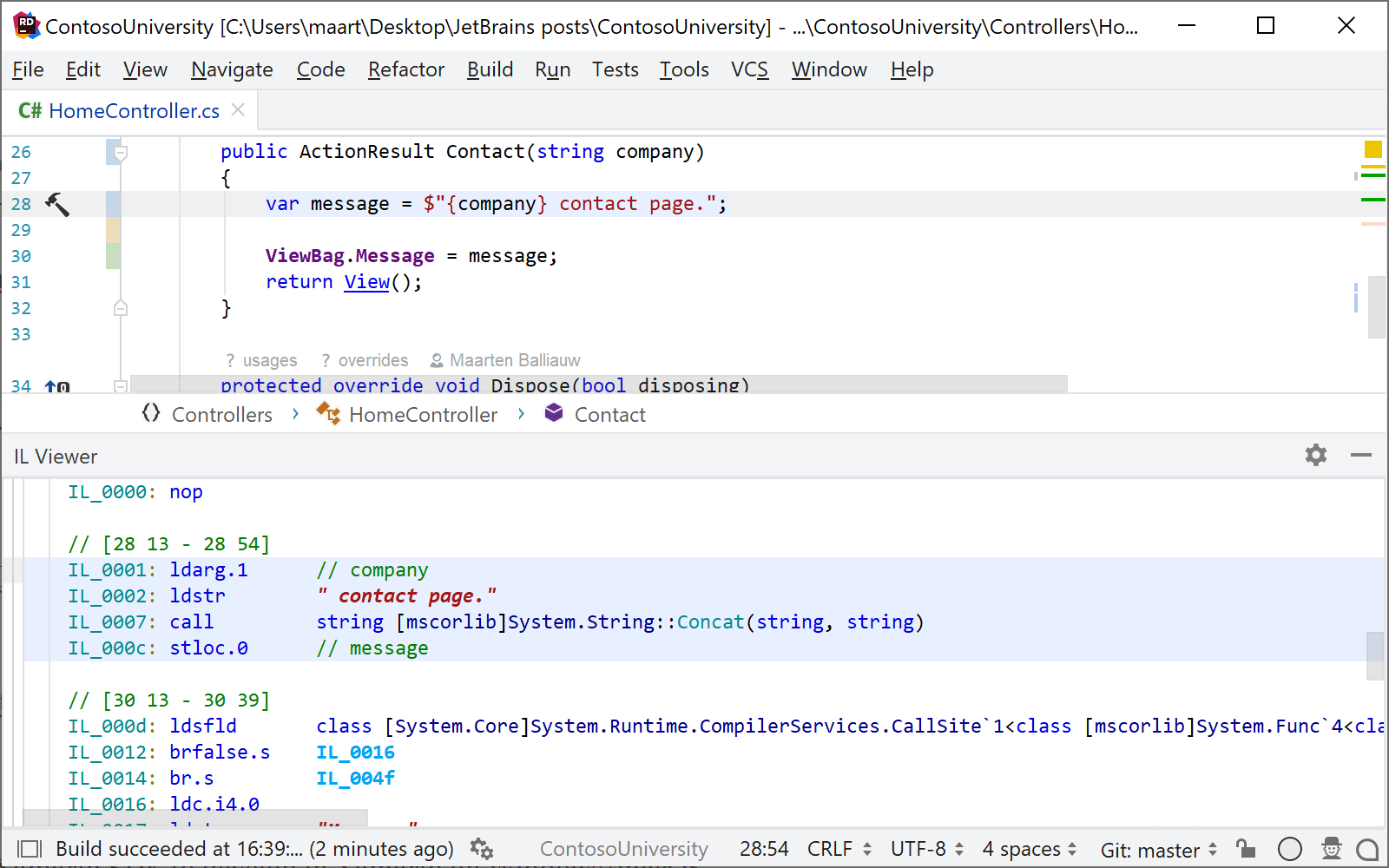 JetBrains&nbsp;Rider: Using IL Viewer