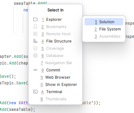 JetBrains&nbsp;Rider：选择目标弹窗