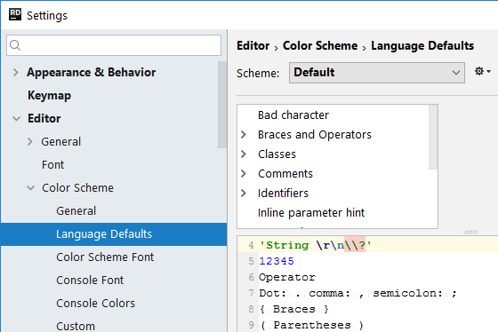 JetBrains&nbsp;Rider: Color settings