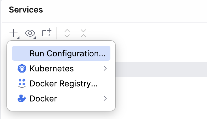 服务工具窗口：添加运行配置