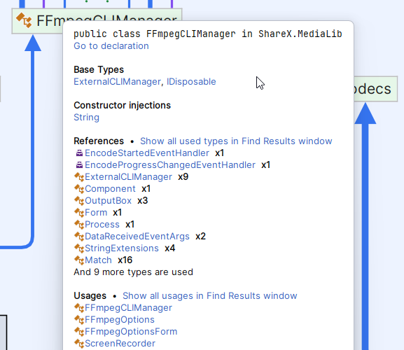 Details of a specific type on the Type Dependency diagram Details of a specific type on the Type Dependency diagram