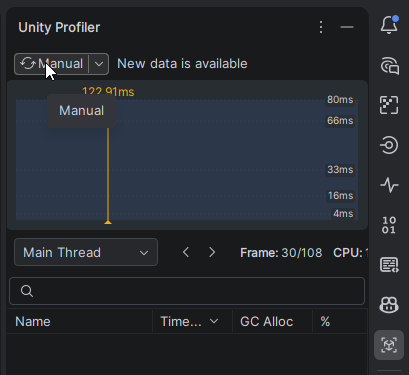 JetBrains Rider:Unity Profiler。 获取快照 JetBrains Rider:Unity Profiler。 获取快照