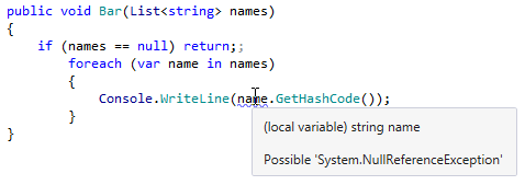对集合项的冗余可空性检查