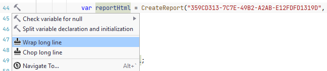 JetBrains&nbsp;Rider: Wrap and chop long lines