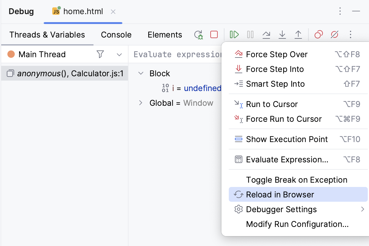 在浏览器中重新加载操作