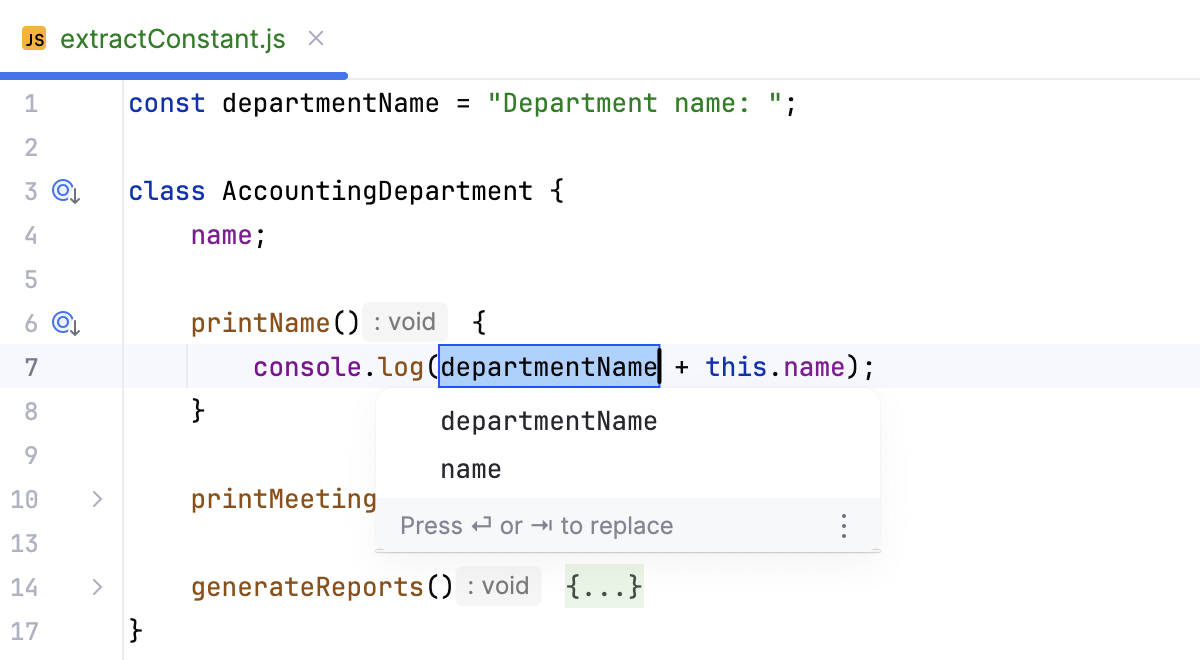 引入常量：选择名称