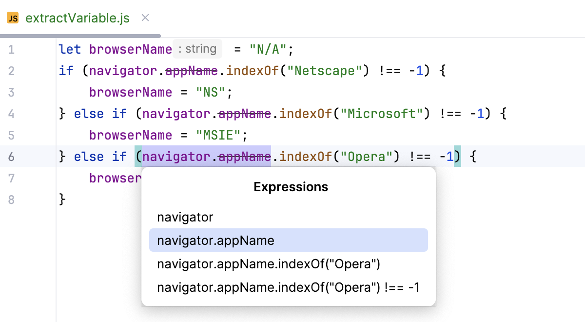 提取变量 - 选择一个表达式