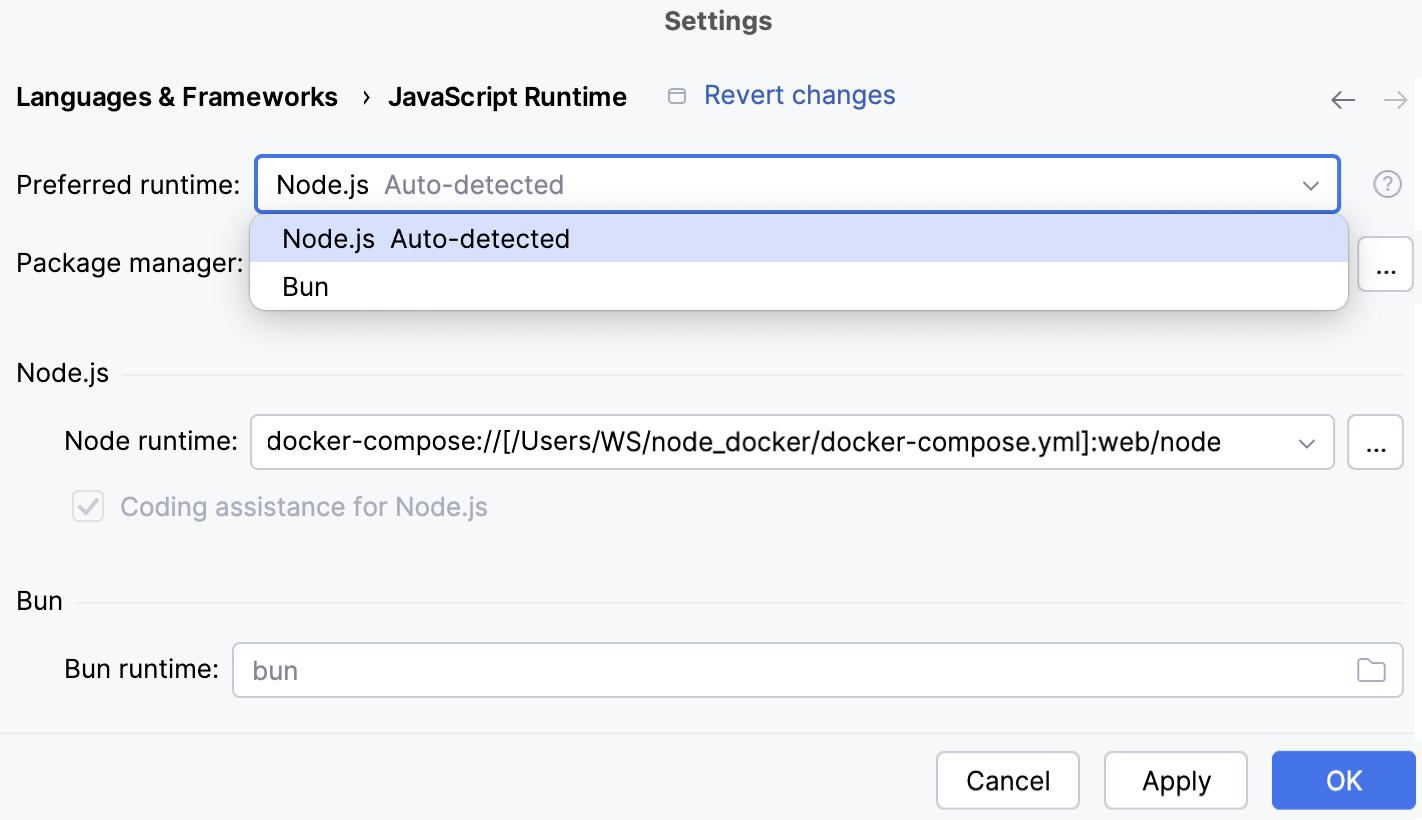 选择首选运行时