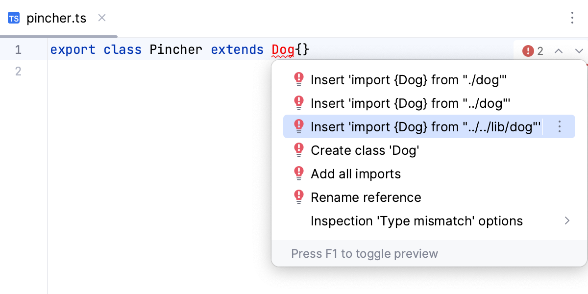 自动导入与快速修复,多种选择:建议列表 自动导入与快速修复,多种选择:建议列表