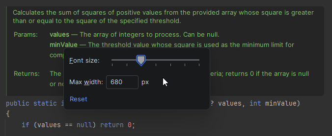 JetBrains&nbsp;Rider：更改渲染 XML 文档注释的外观
