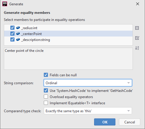 Generating equality members Generating equality members