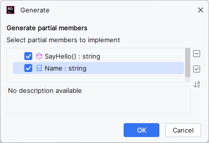 JetBrains Rider: Generating partial members JetBrains Rider: Generating partial members