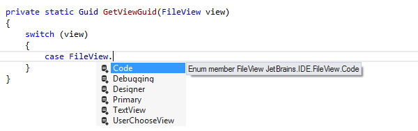 JetBrains Rider: Completion for enum members JetBrains Rider: Completion for enum members