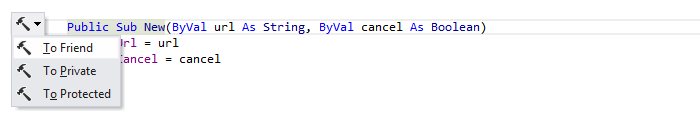 JetBrains Rider: 'Change member visibility' context action in VB.NET JetBrains Rider: 'Change member visibility' context action in VB.NET