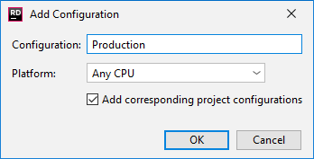 JetBrains&nbsp;Rider: Adding solution build configuration