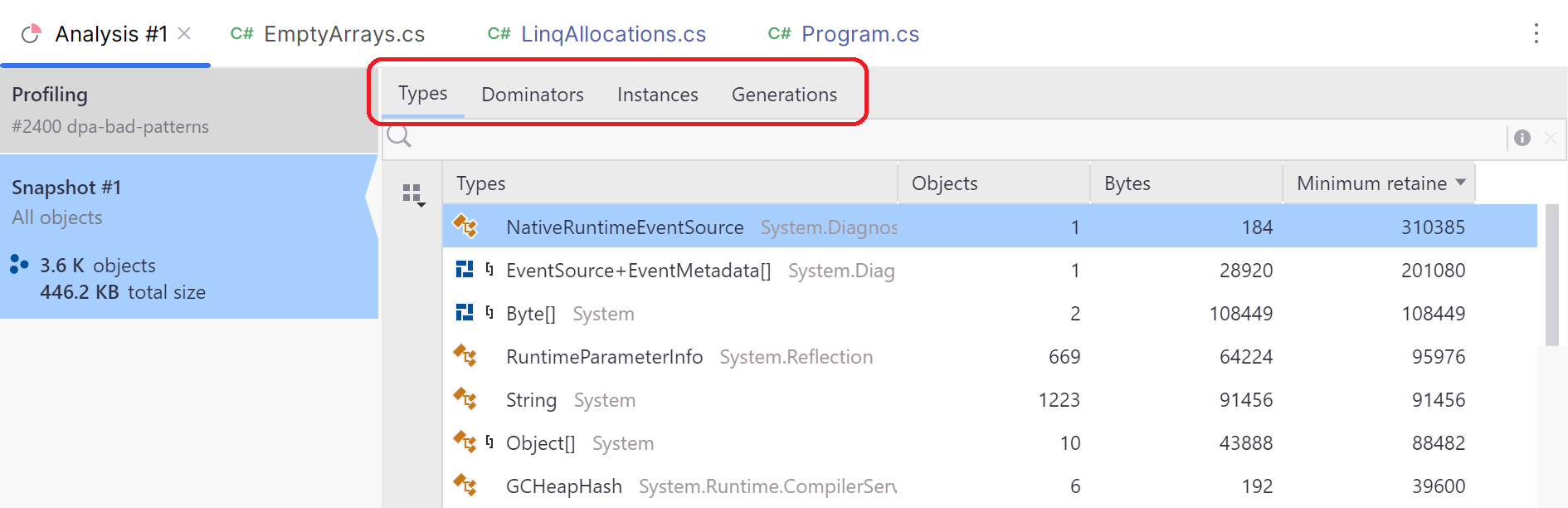 dotMemory in Rider: Analyzing object set dotMemory in Rider: Analyzing object set